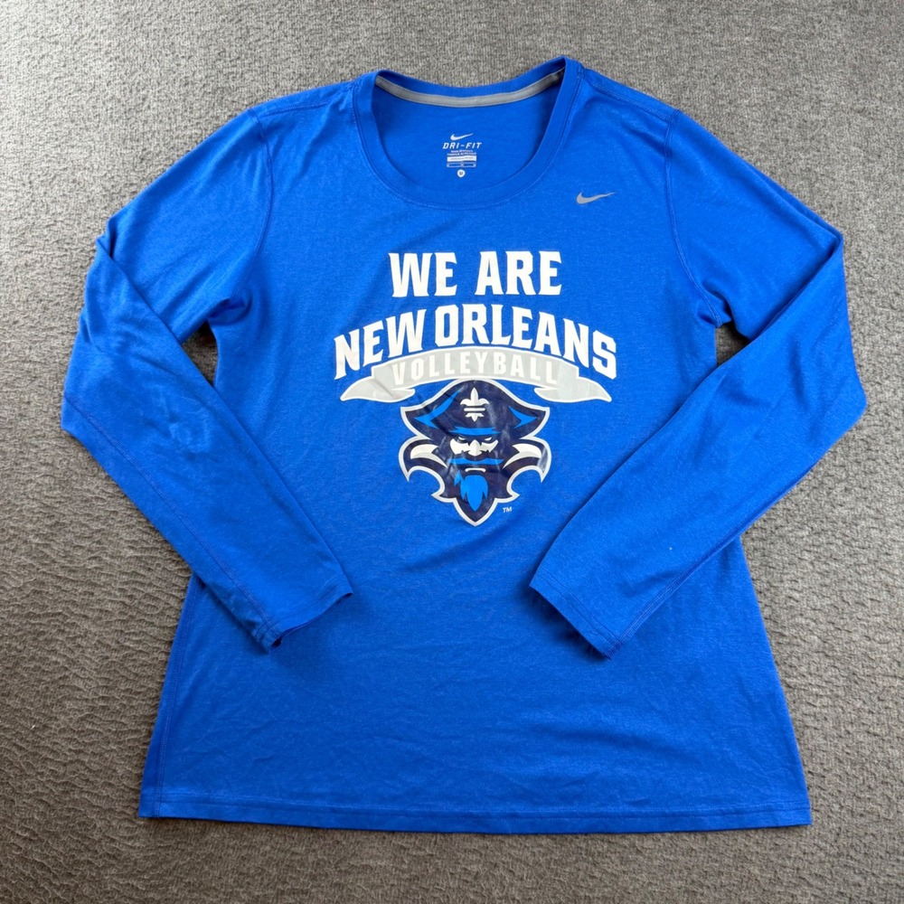 Nike Shirt Women' svs M Blue New Orleans Volleyball Long Sleeve Dri-FIT Athletic
